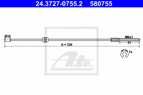 Imagine Cablu, frana de parcare ATE 24.3727-0755.2