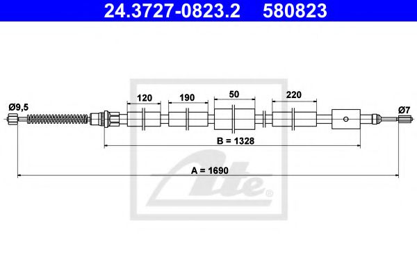 Imagine Cablu, frana de parcare ATE 24.3727-0823.2