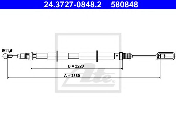 Imagine Cablu, frana de parcare ATE 24.3727-0848.2