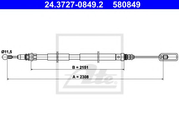 Imagine Cablu, frana de parcare ATE 24.3727-0849.2