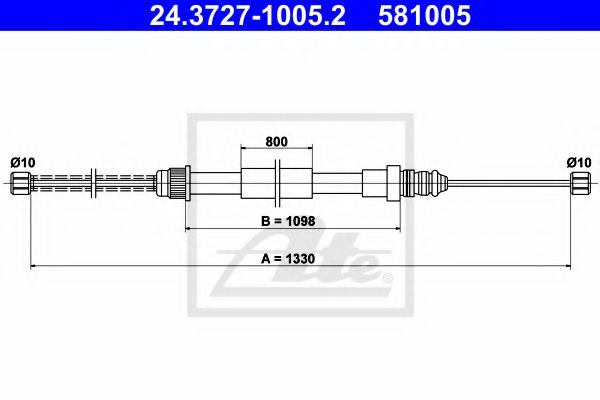 Imagine Cablu, frana de parcare ATE 24.3727-1005.2