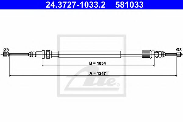 Imagine Cablu, frana de parcare ATE 24.3727-1033.2