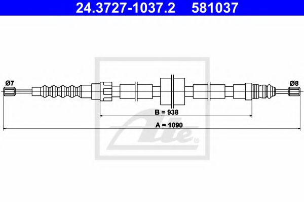 Imagine Cablu, frana de parcare ATE 24.3727-1037.2