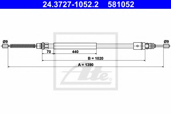 Imagine Cablu, frana de parcare ATE 24.3727-1052.2