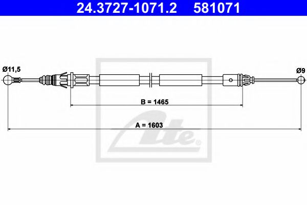 Imagine Cablu, frana de parcare ATE 24.3727-1071.2