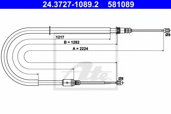 Imagine Cablu, frana de parcare ATE 24.3727-1089.2