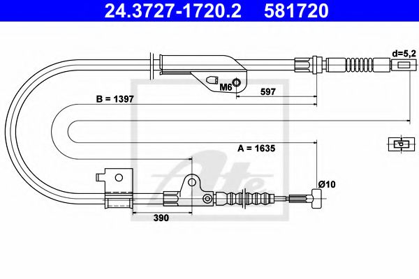 Imagine Cablu, frana de parcare ATE 24.3727-1720.2