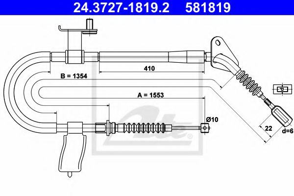 Imagine Cablu, frana de parcare ATE 24.3727-1819.2