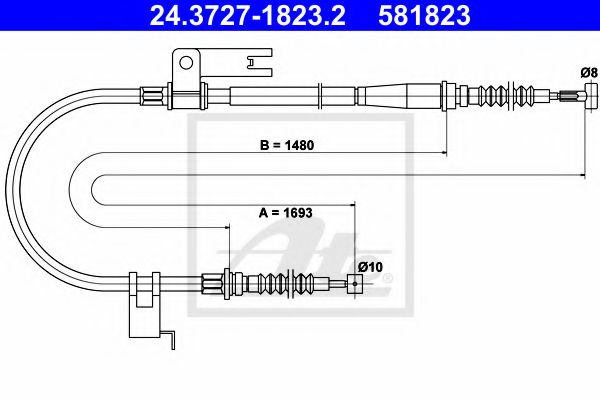 Imagine Cablu, frana de parcare ATE 24.3727-1823.2