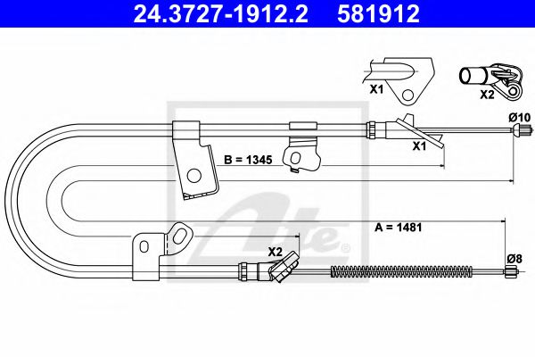 Imagine Cablu, frana de parcare ATE 24.3727-1912.2