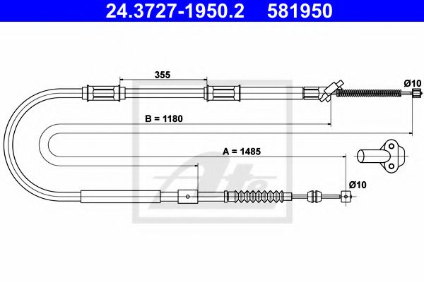 Imagine Cablu, frana de parcare ATE 24.3727-1950.2