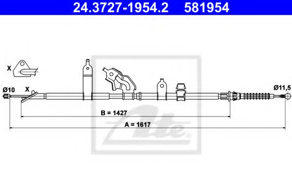 Imagine Cablu, frana de parcare ATE 24.3727-1954.2