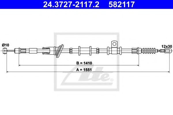 Imagine Cablu, frana de parcare ATE 24.3727-2117.2