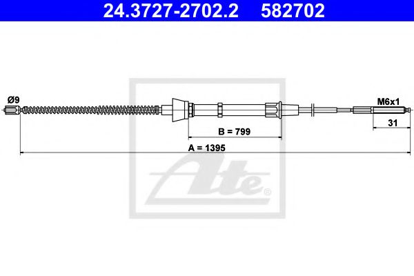 Imagine Cablu, frana de parcare ATE 24.3727-2702.2