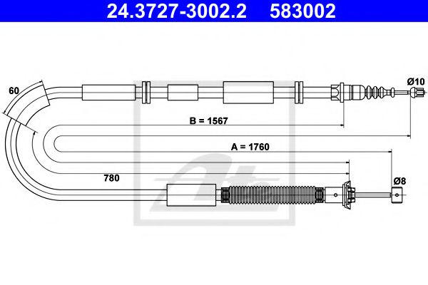 Imagine Cablu, frana de parcare ATE 24.3727-3002.2