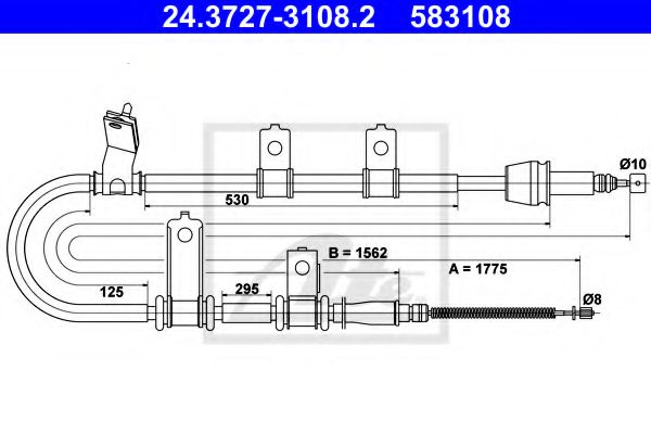 Imagine Cablu, frana de parcare ATE 24.3727-3108.2