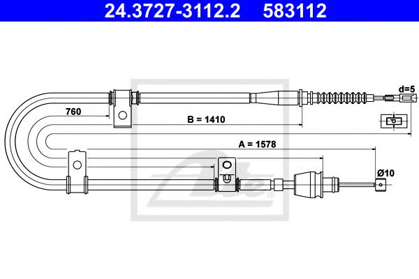 Imagine Cablu, frana de parcare ATE 24.3727-3112.2