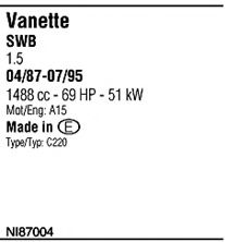 Sistem de esapament WALKER NI87004