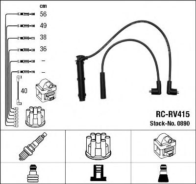 Imagine Set cablaj aprinder NGK 0890