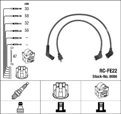 Imagine Set cablaj aprinder NGK 8086