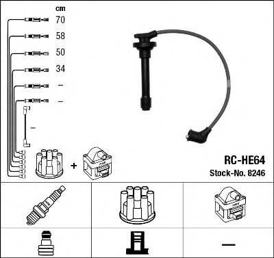 Imagine Set cablaj aprinder NGK 8246