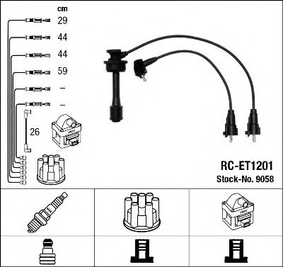 Imagine Set cablaj aprinder NGK 9058