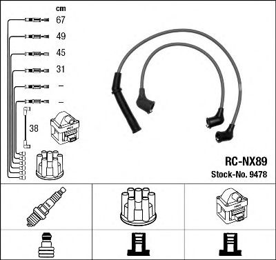 Imagine Set cablaj aprinder NGK 9478