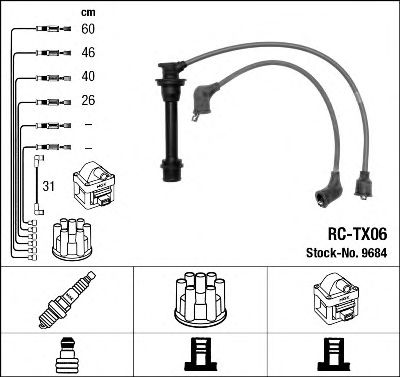 Imagine Set cablaj aprinder NGK 9684