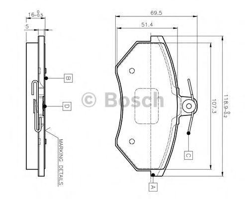 Imagine set placute frana,frana disc BOSCH 0 986 TB2 004