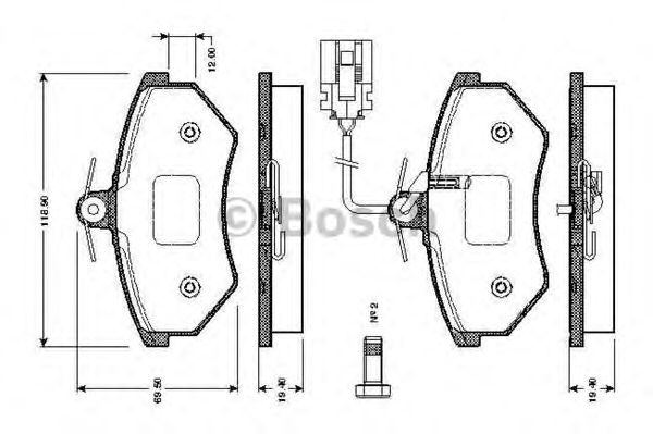 Imagine set placute frana,frana disc BOSCH 0 986 TB2 072