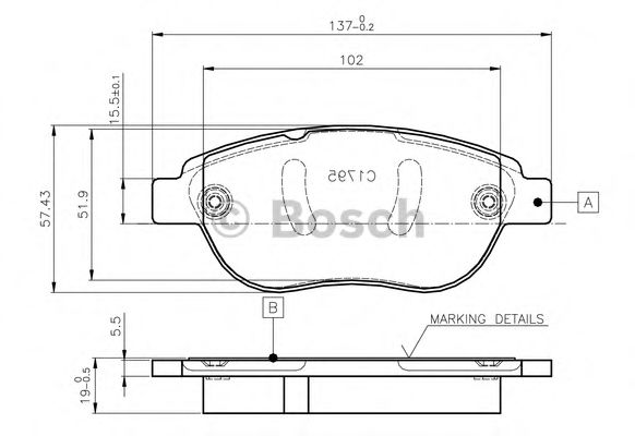 Imagine set placute frana,frana disc BOSCH 0 986 TB2 409