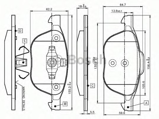 Imagine set placute frana,frana disc BOSCH 0 986 TB2 877