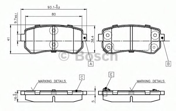 Imagine set placute frana,frana disc BOSCH 0 986 TB2 975