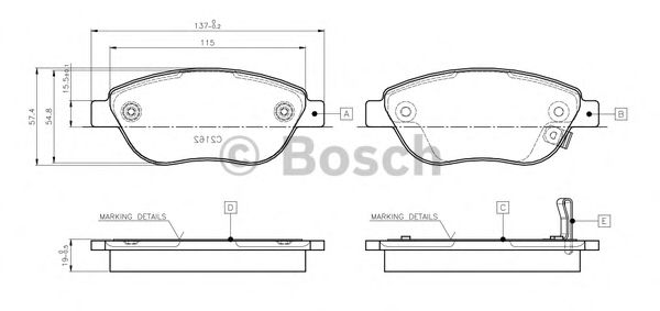 Imagine set placute frana,frana disc BOSCH 0 986 TB3 141