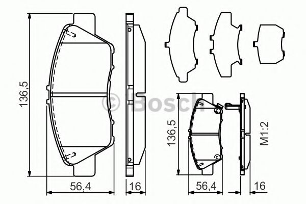 Imagine set placute frana,frana disc BOSCH 0 986 TB3 185