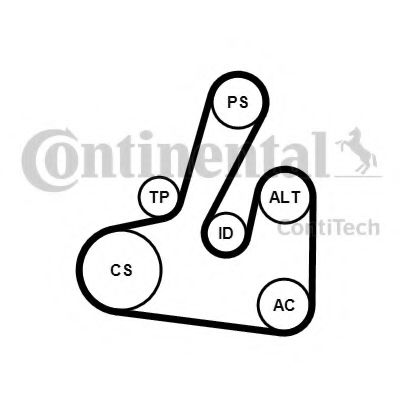 Imagine Set curea transmisie cu caneluri CONTITECH 6PK1705K2