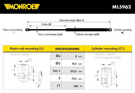 Amortizor portbagaj MONROE ML5962