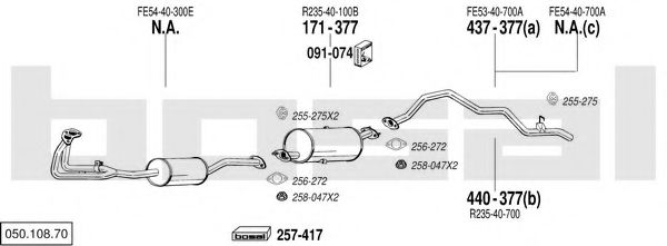 Sistem de esapament BOSAL 050.108.70