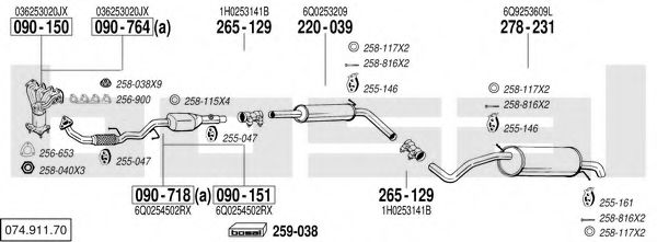 Sistem de esapament BOSAL 074.911.70