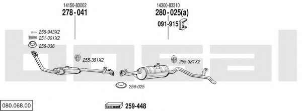 Sistem de esapament BOSAL 080.068.00