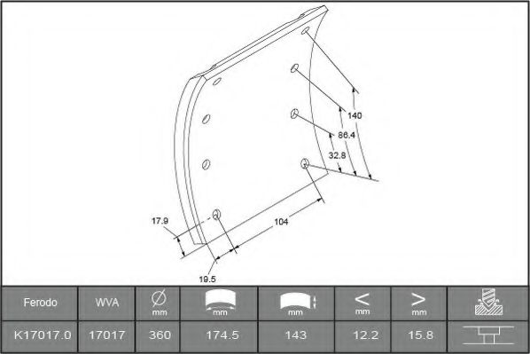 Imagine Set garnituri de frictiune, frana tambur FERODO K17017.0TG