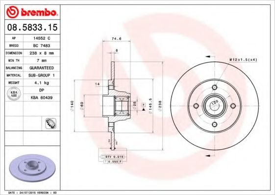 Imagine Disc frana BREMBO 08.5833.15