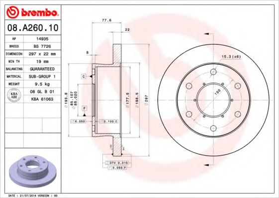 Imagine Disc frana BREMBO 08.A260.10