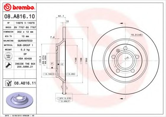 Imagine Disc frana BREMBO 08.A816.10