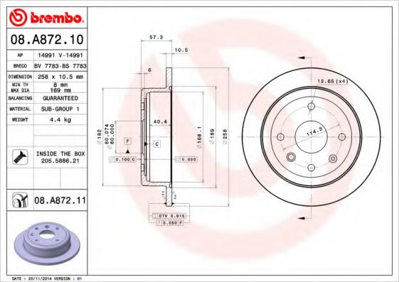 Imagine Disc frana BREMBO 08.A872.10