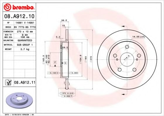 Imagine Disc frana BREMBO 08.A912.10