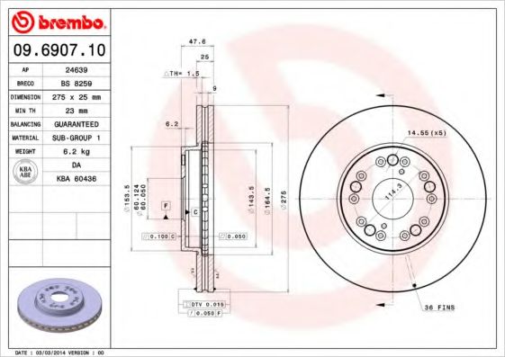 Imagine Disc frana BREMBO 09.6907.10