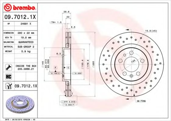 Imagine Disc frana BREMBO 09.7012.1X