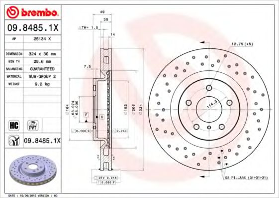 Imagine Disc frana BREMBO 09.8485.1X