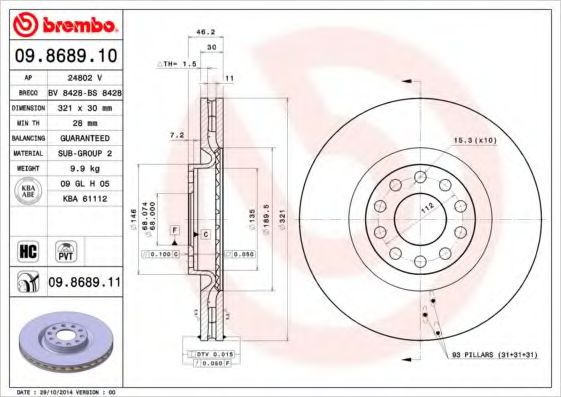 Imagine Disc frana BREMBO 09.8689.11